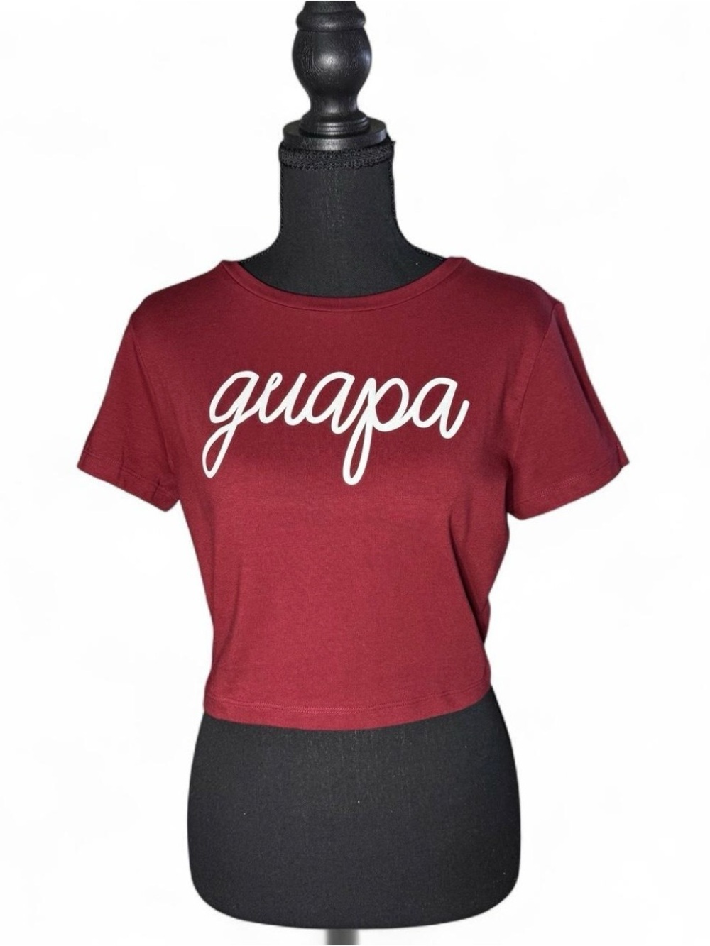 Wild Fable Size Large Maroon Guapa HTV Graphic Short Sleeve Crop Tee NWOT